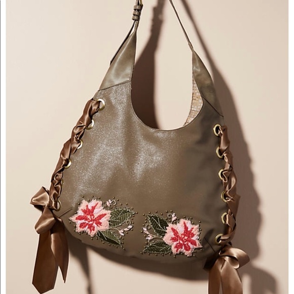 Anthropologie Handbags - SALE Anthropologie Floral Embroidered Vegan Bag